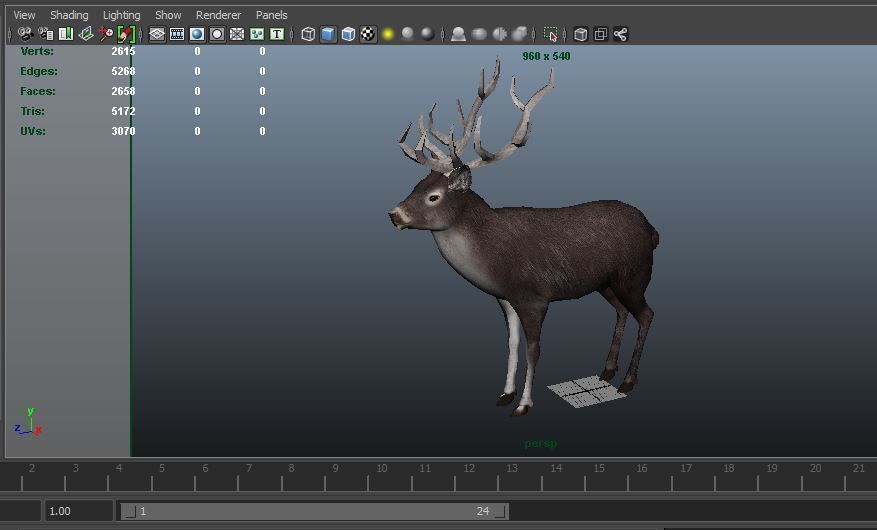 3D Black Deer low poly  Low-poly 3D model_21
