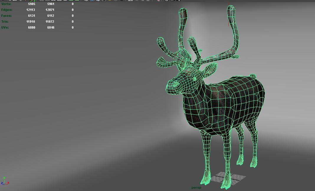 3D Reindeer low poly Low-poly 3D model_14