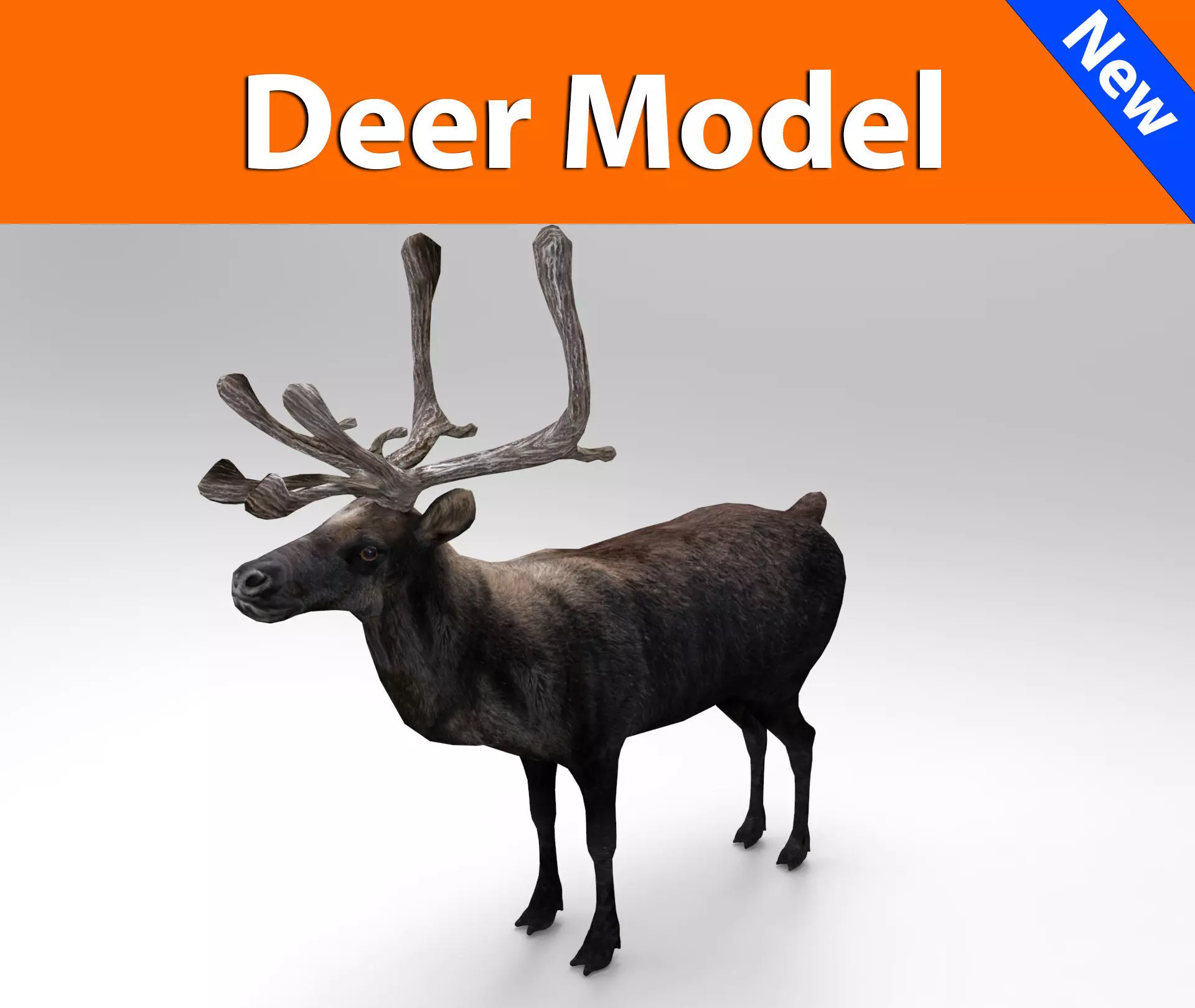 3D Reindeer low poly Low-poly 3D model_0