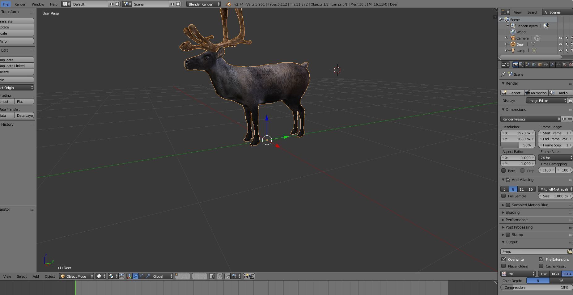 Reindeer 3d model game ready with antlers Low-poly 3D model_15