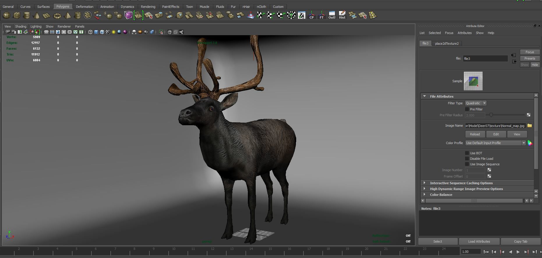 Reindeer 3d model game ready with antlers Low-poly 3D model_16