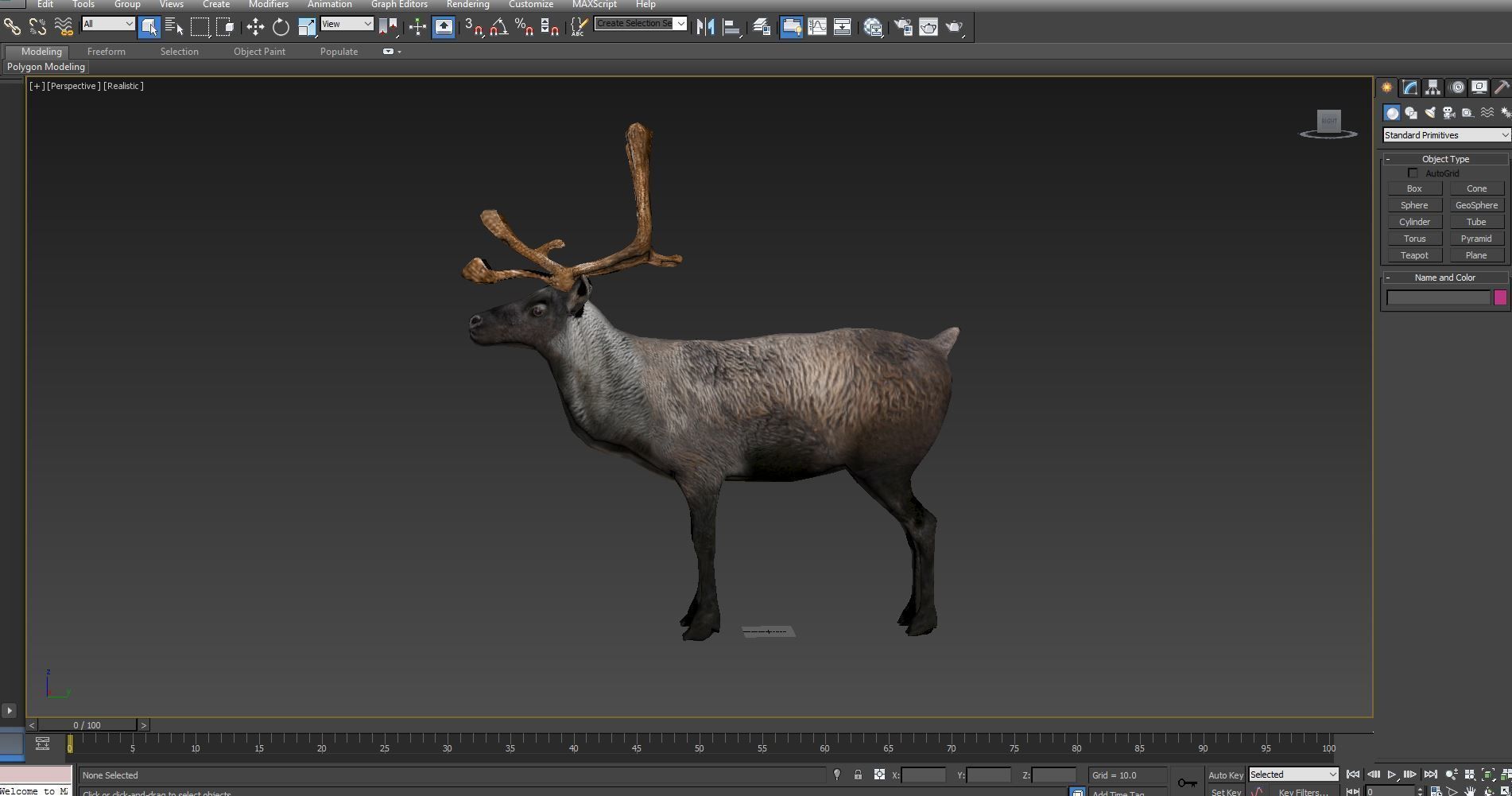 Reindeer 3d model game ready with antlers Low-poly 3D model_14