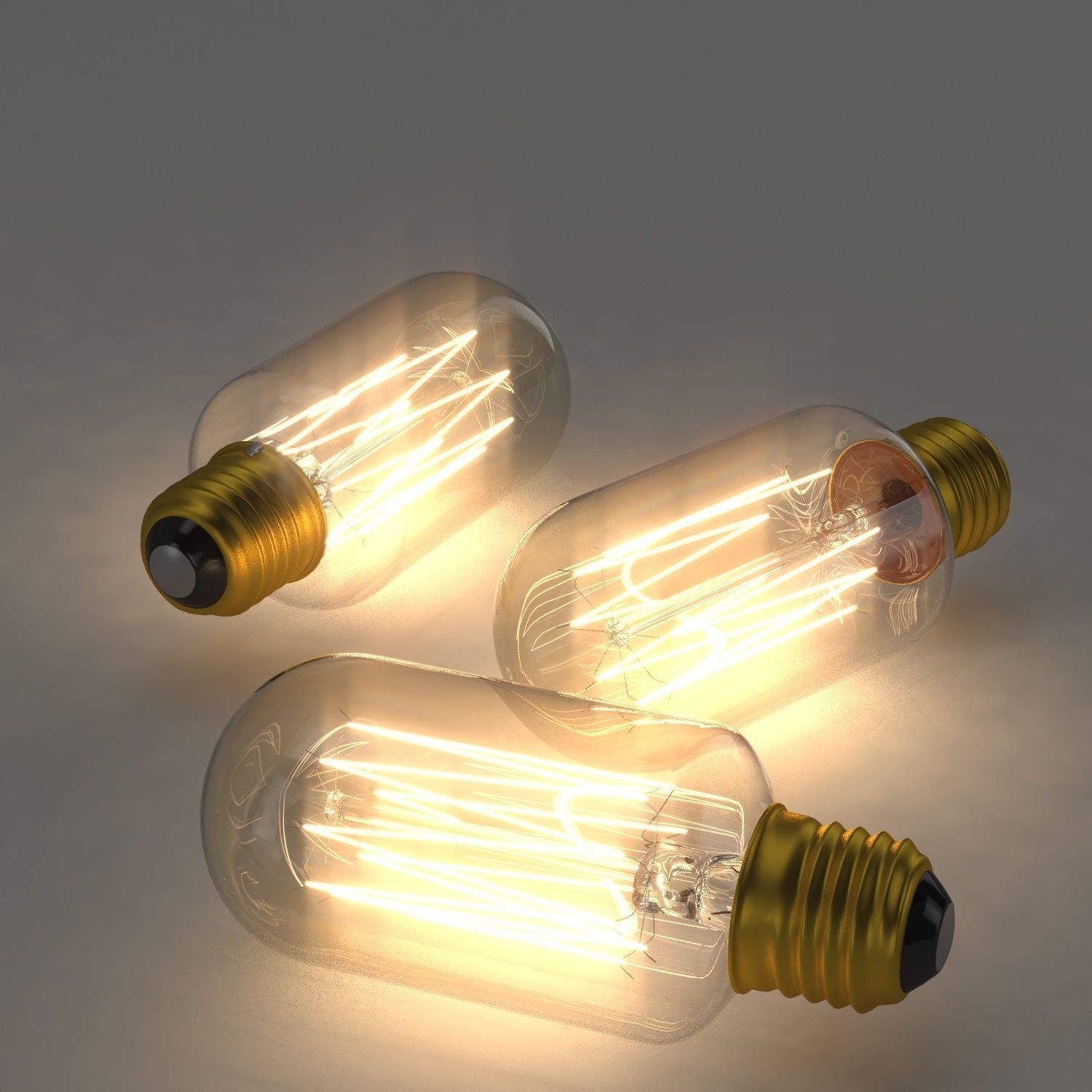 Edison classic radio bulb with soket 3D model_1