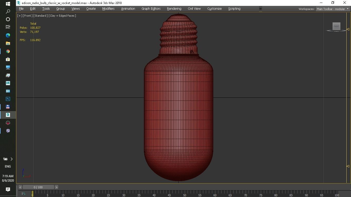 Edison classic radio bulb with soket 3D model_4