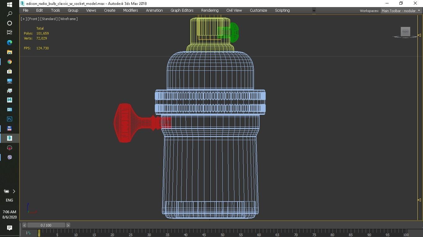 Edison classic radio bulb with soket 3D model_8