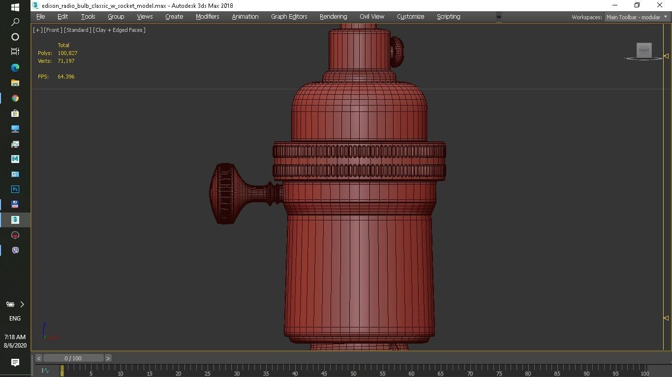 Edison classic radio bulb with soket 3D model_5