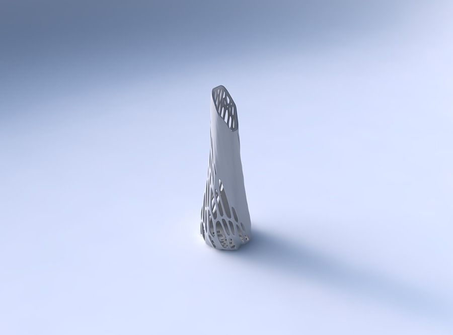 Vase top bent hexagon with organic lattice half solid 3D print model_3