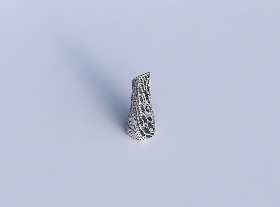 Vase top bent hexagon with organic lattice half solid 3D print model_6