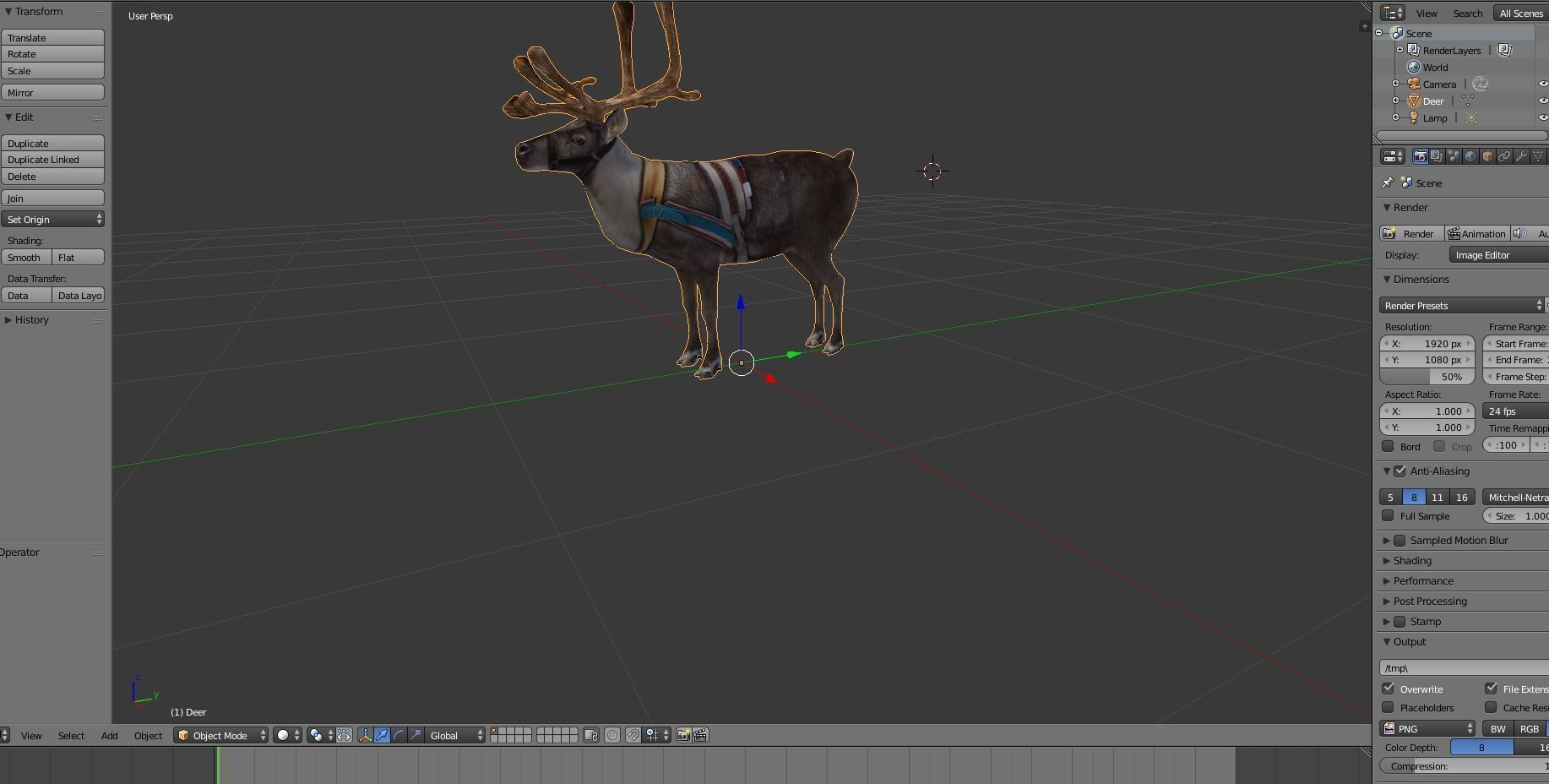Reindeer model Game ready low poly 3D Low-poly 3D model_21