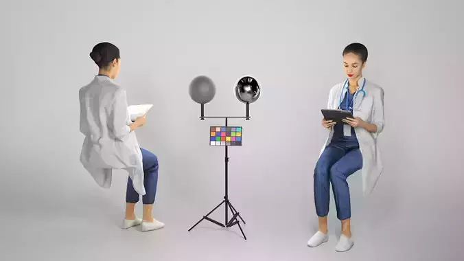Nurse reads the medical history sitting on the chair 209  Low-poly 3D model