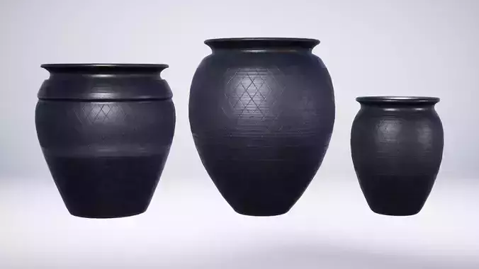 Roman Black Burnished Ware Pottery - 3 Variations