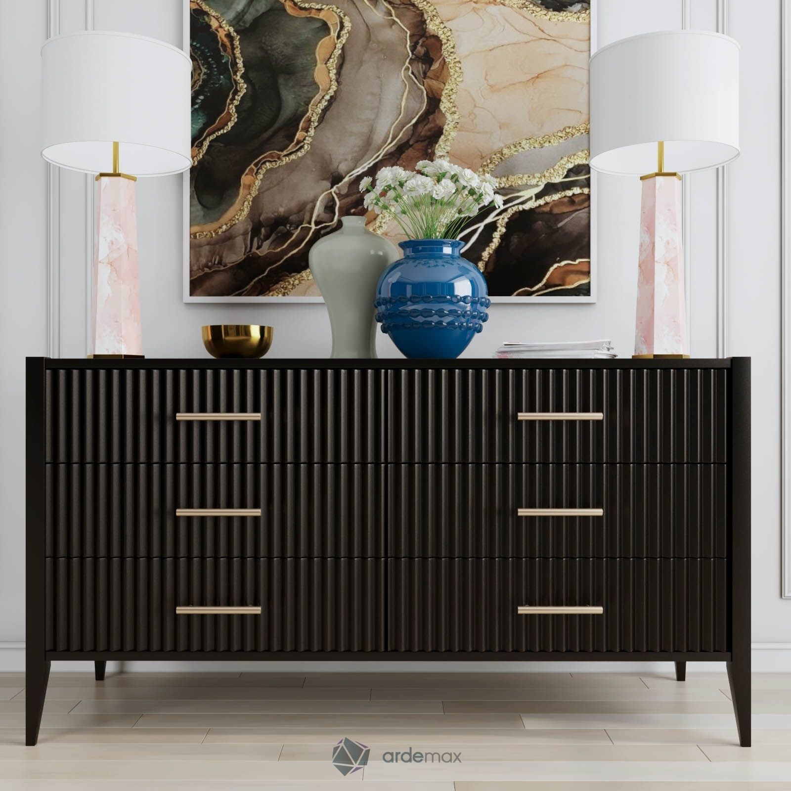 Dresser with decor 3D model_6