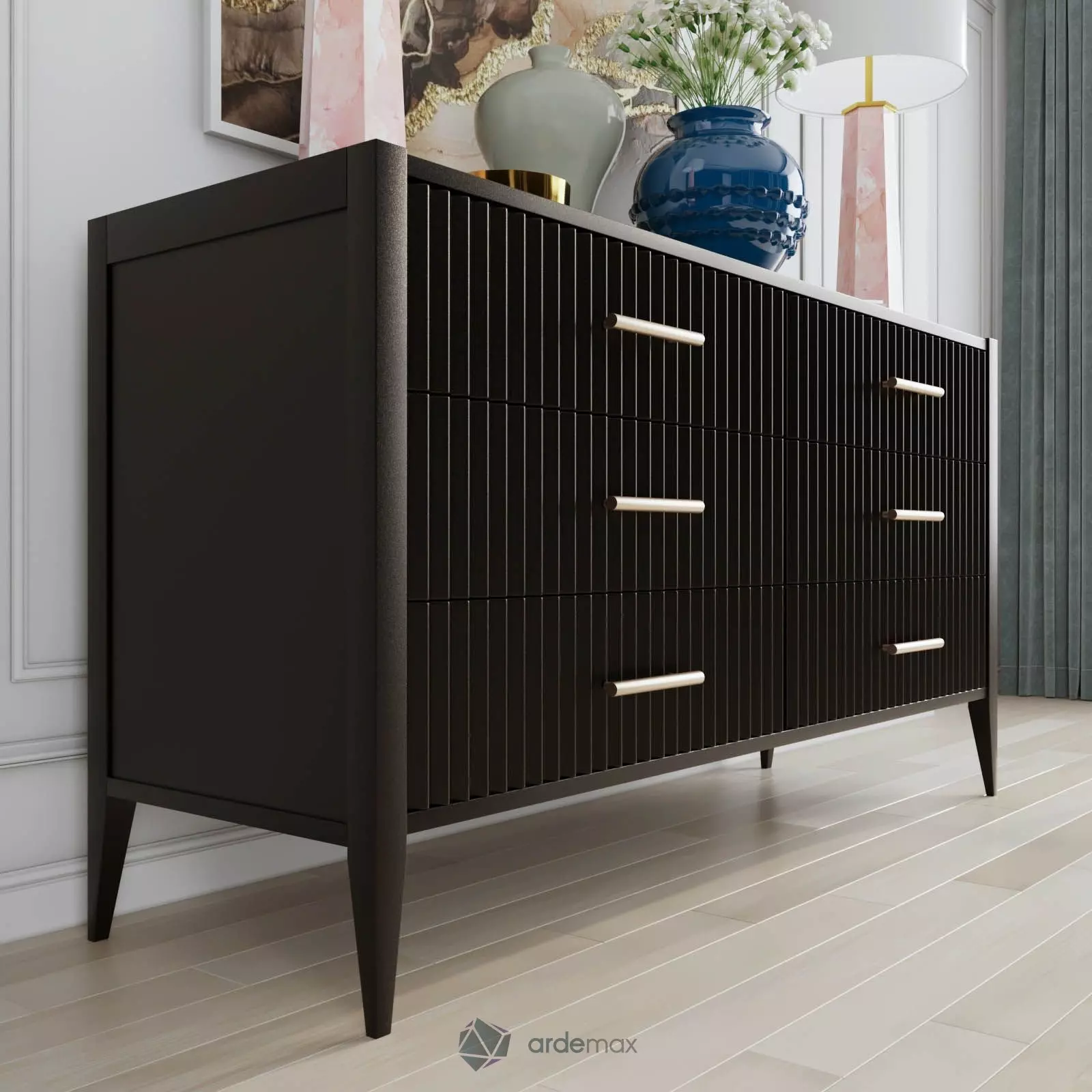 Dresser with decor 3D model_0