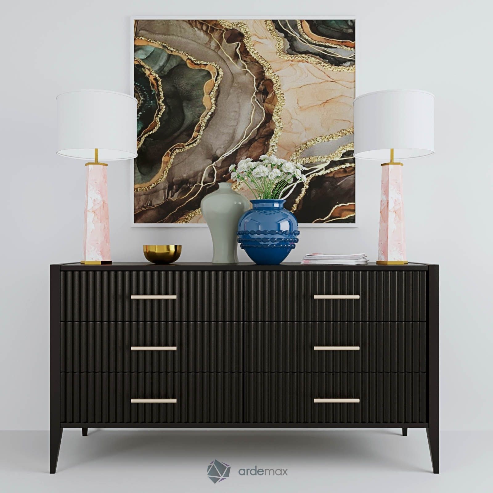 Dresser with decor 3D model_3