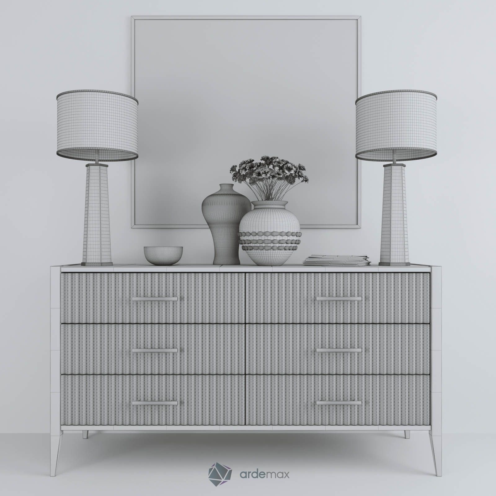Dresser with decor 3D model_8