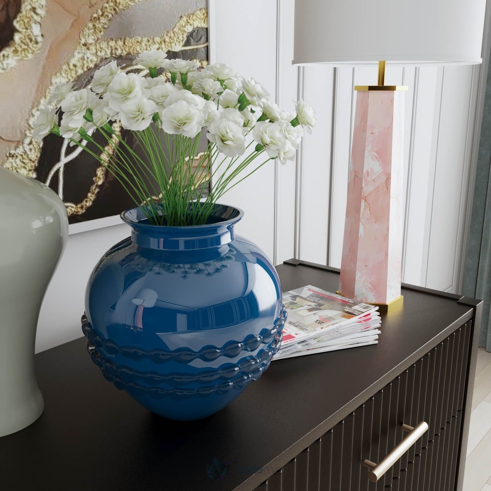 Dresser with decor 3D model_5