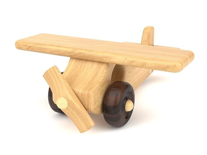 Wooden toy airplane 02 3D model