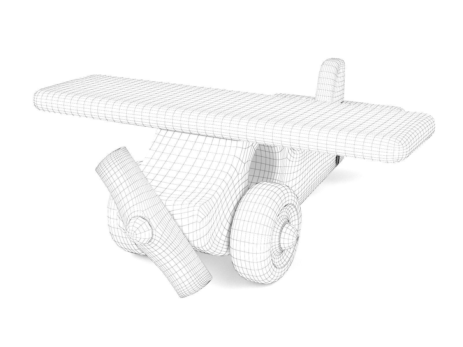 Wooden toy airplane 02 3D model_1