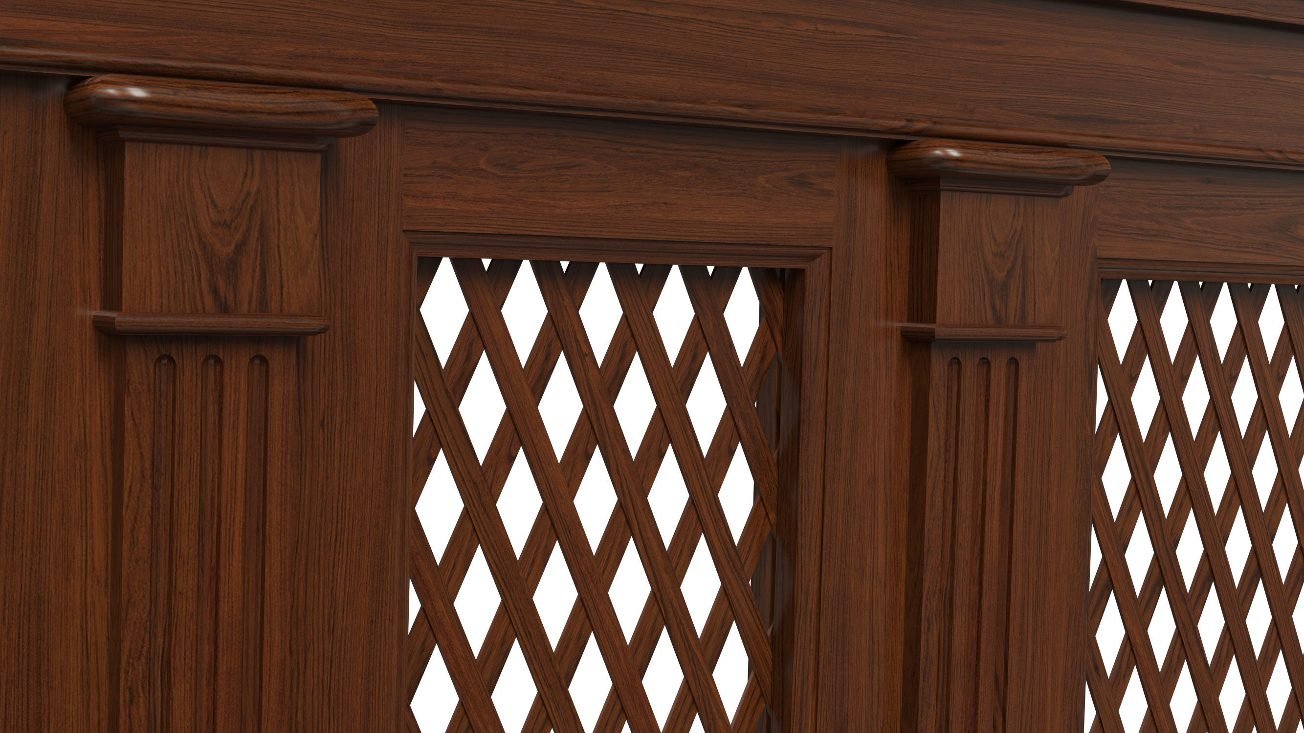 Wooden panels with lattice 3D model_9