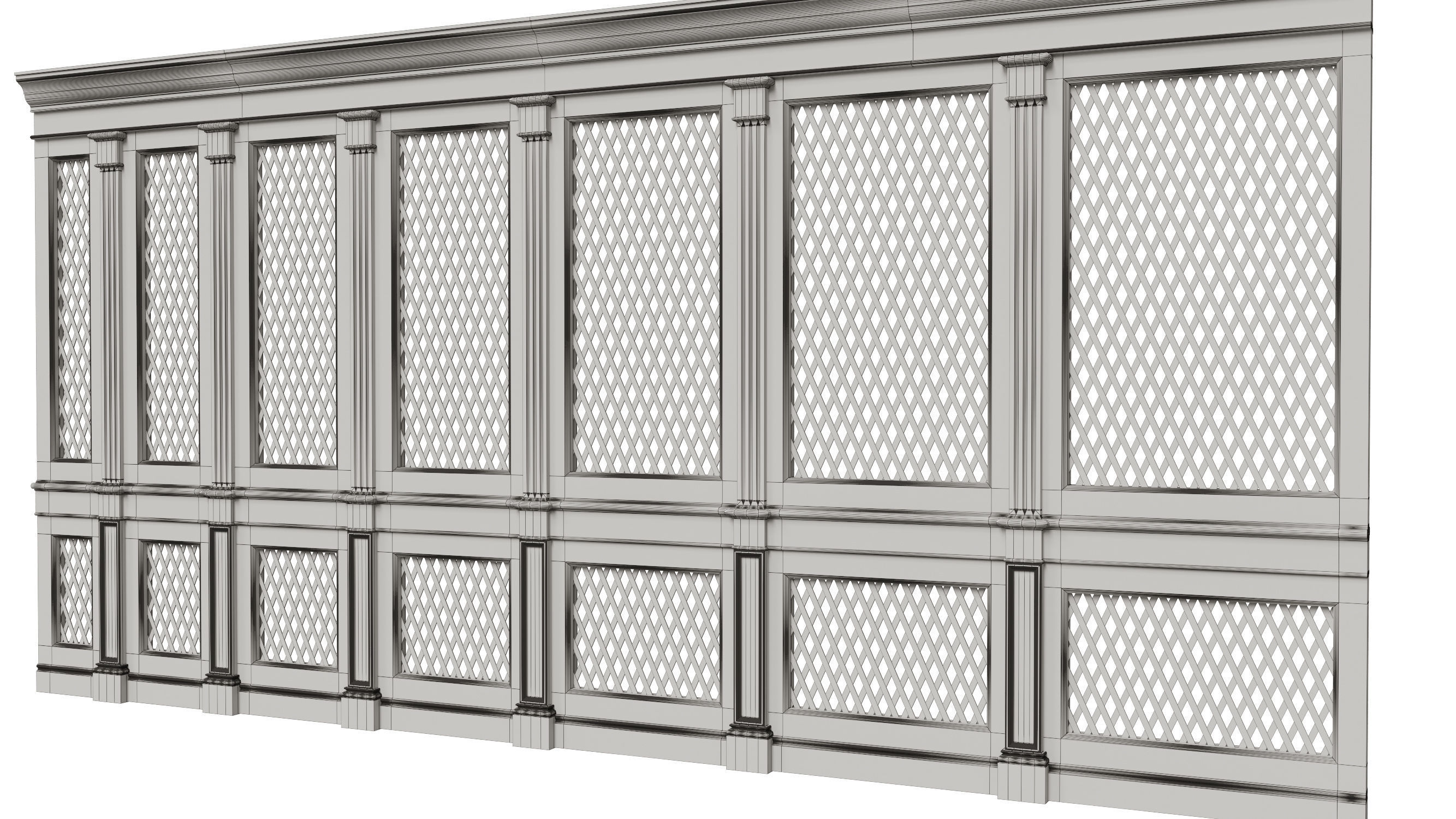 Wooden panels with lattice 3D model_19