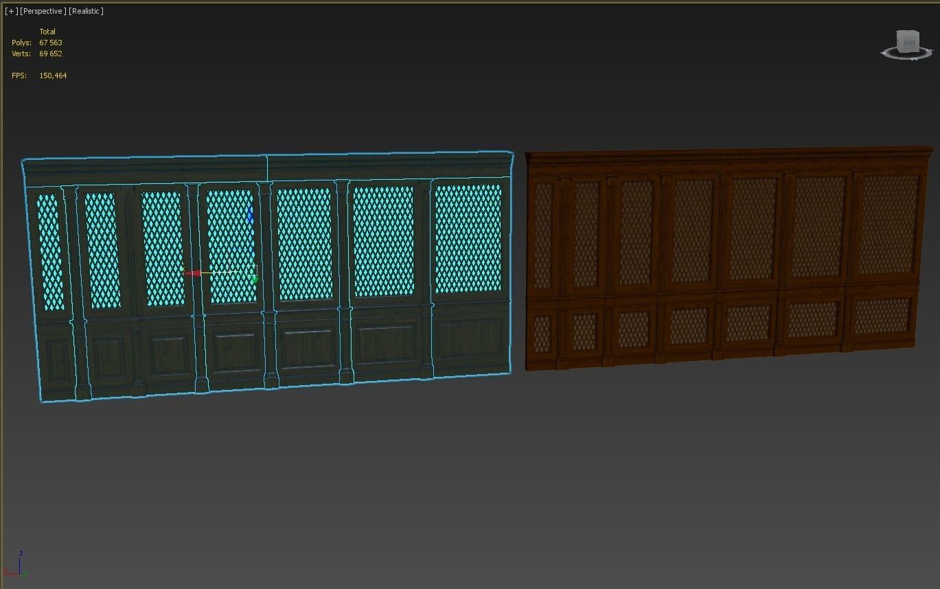 Wooden panels with lattice 3D model_25
