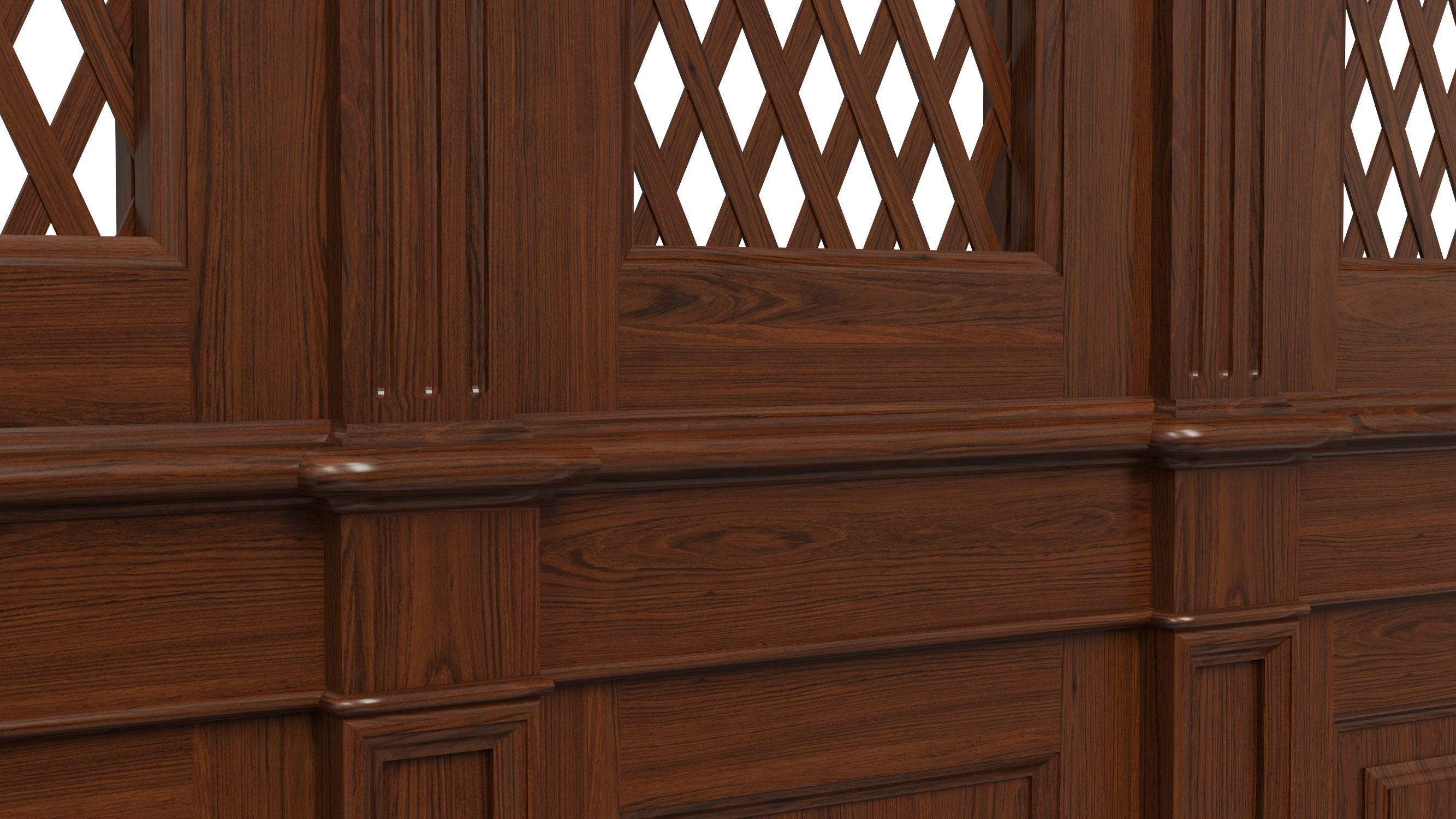 Wooden panels with lattice 3D model_10