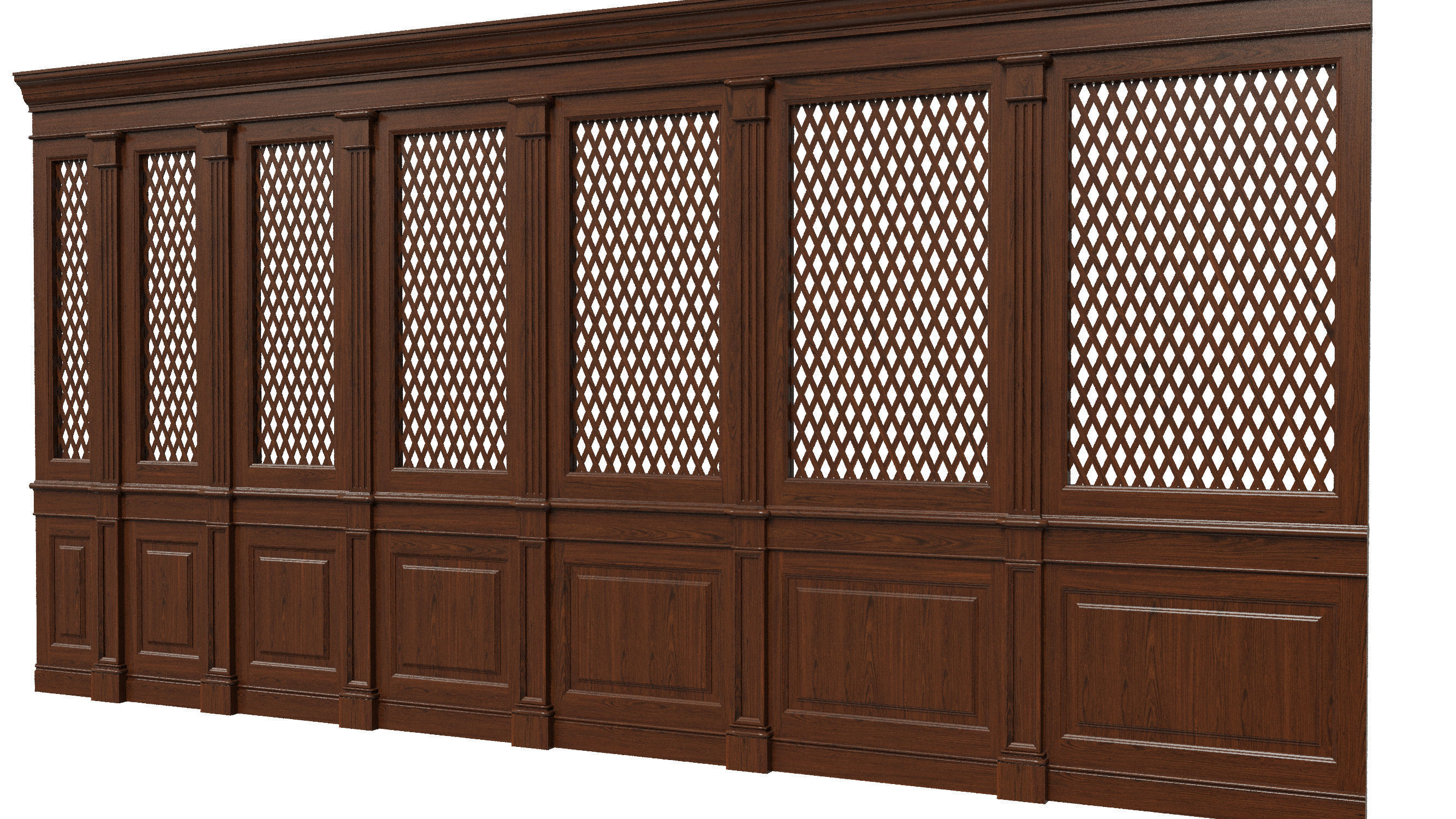 Wooden panels with lattice 3D model_7