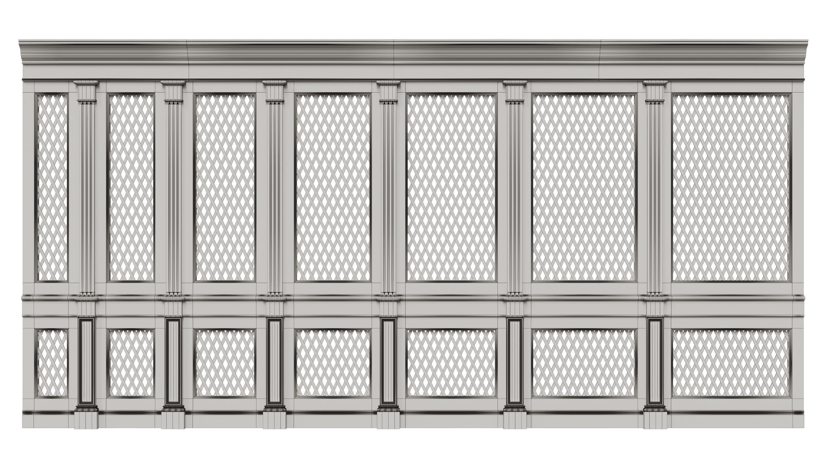 Wooden panels with lattice 3D model_17