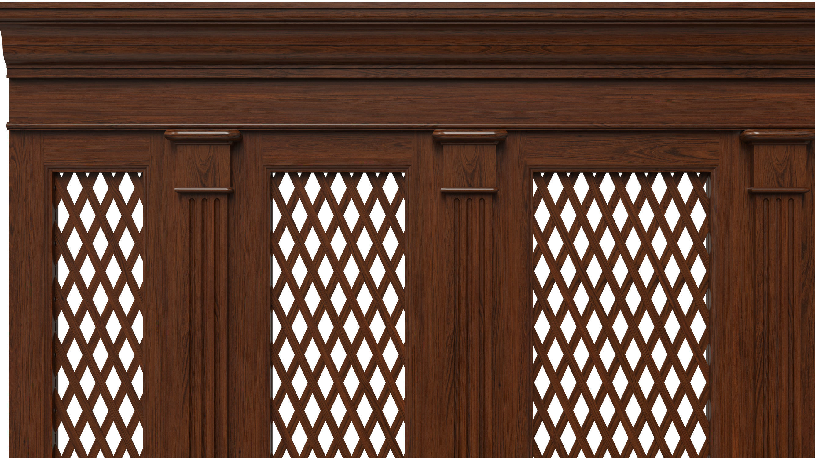 Wooden panels with lattice 3D model_2