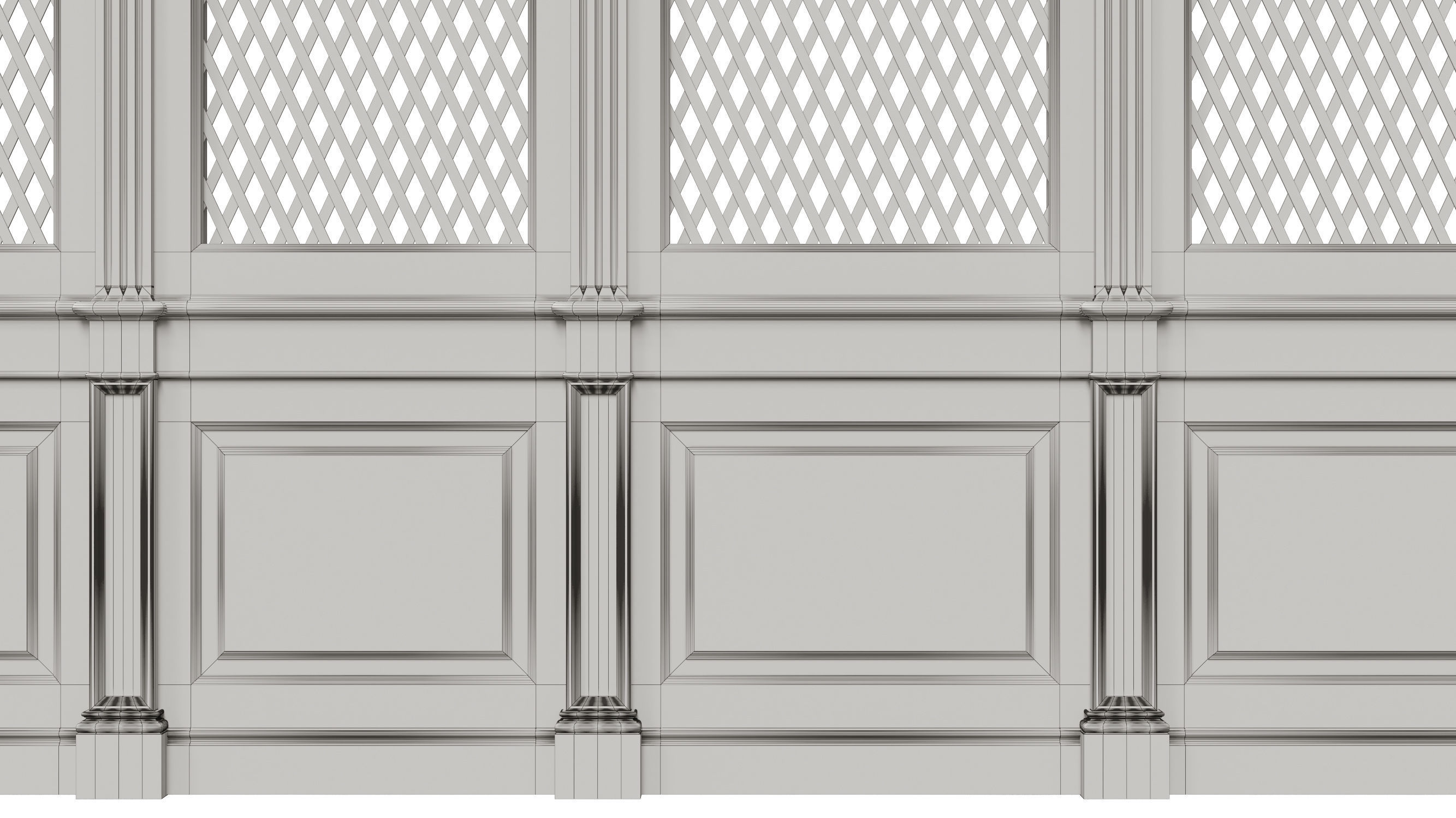 Wooden panels with lattice 3D model_16
