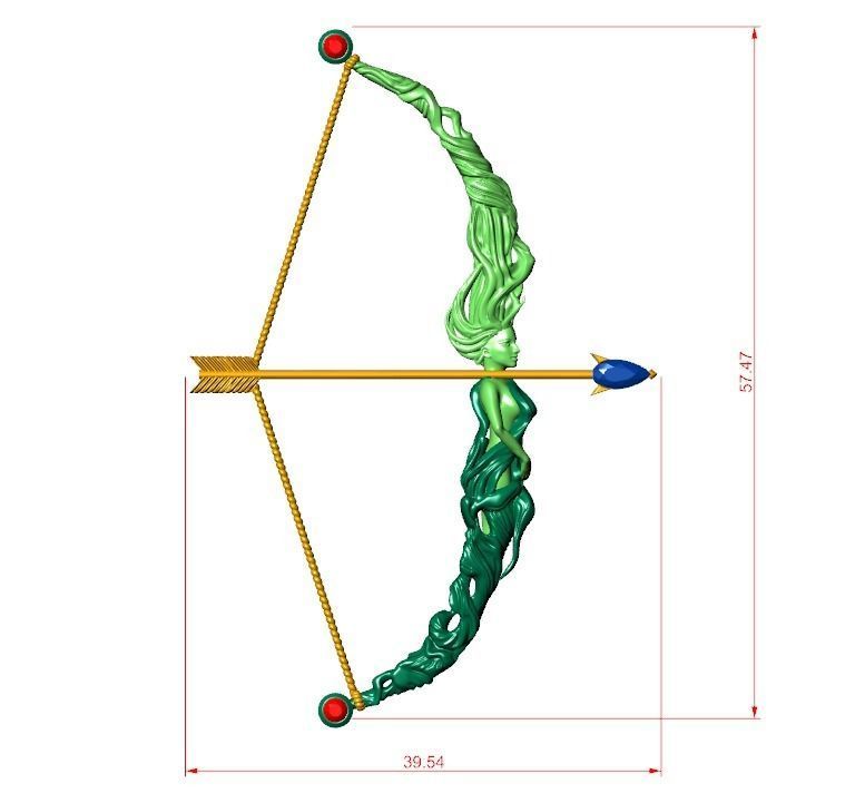D brooches-5 gold bow and arrow 3D print model_6