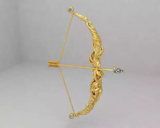 D brooches-5 gold bow and arrow