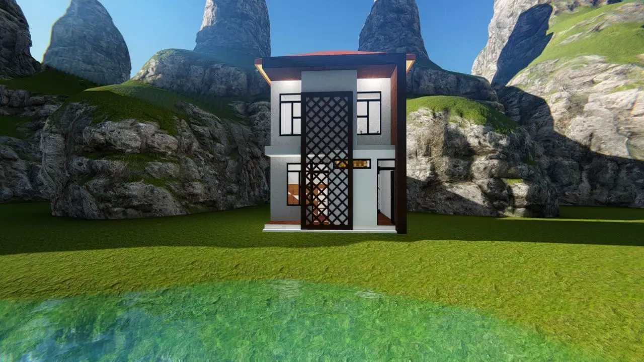 5x5 house design tiny house design 3D print model_0