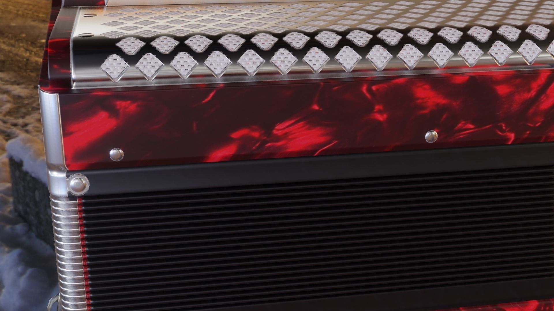 Caucassian Accordion Low-poly 3D model_6