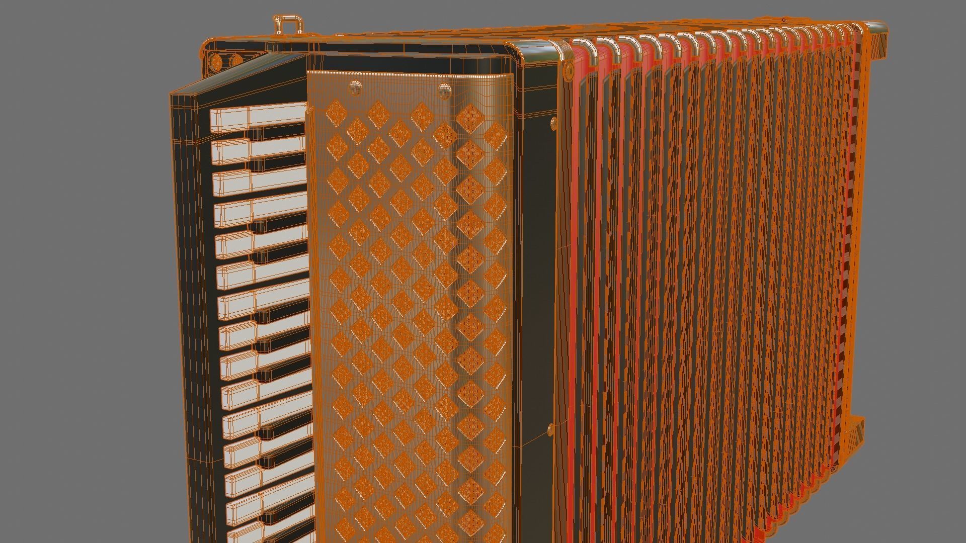Caucassian Accordion Low-poly 3D model_4