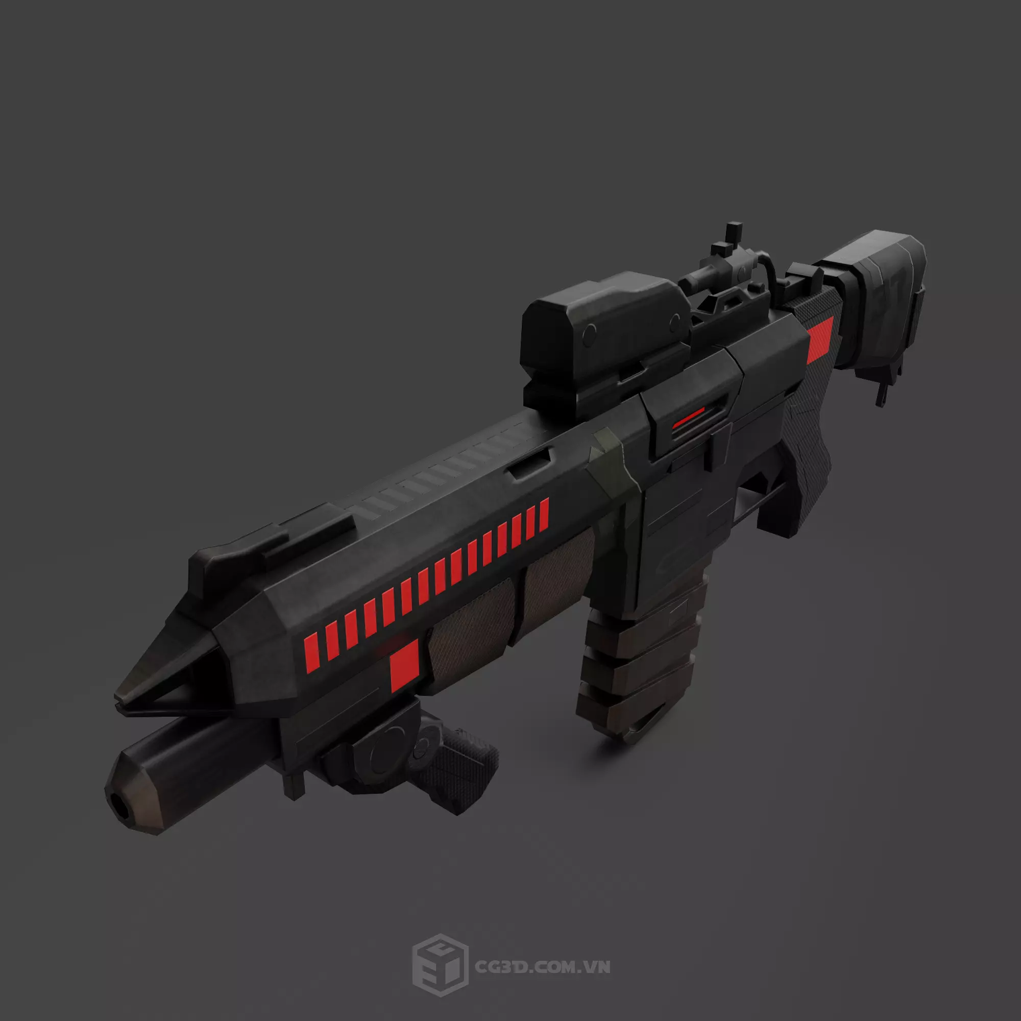 NeedleGun futuristic rifle Low-poly 3D model_0