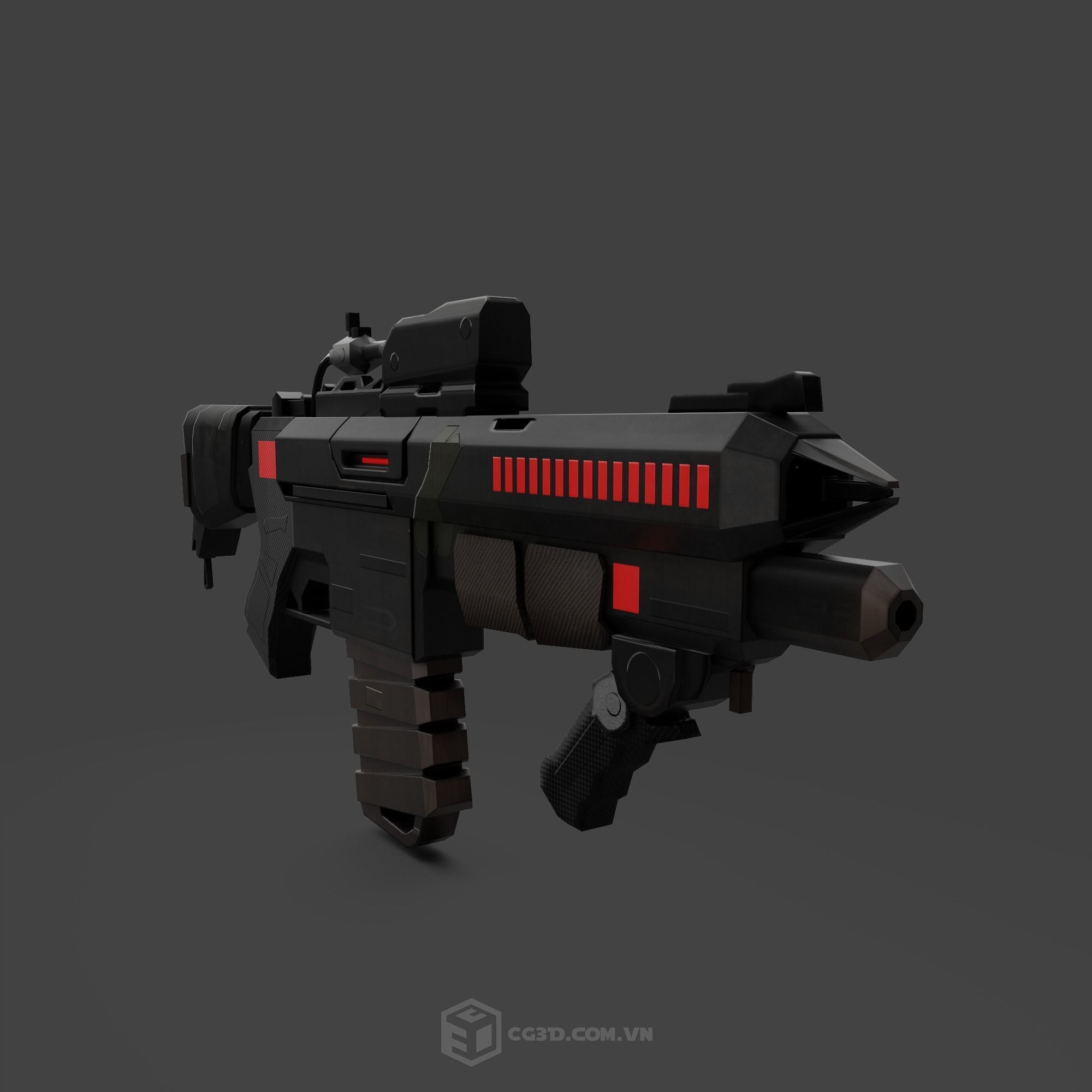 NeedleGun futuristic rifle Low-poly 3D model_1
