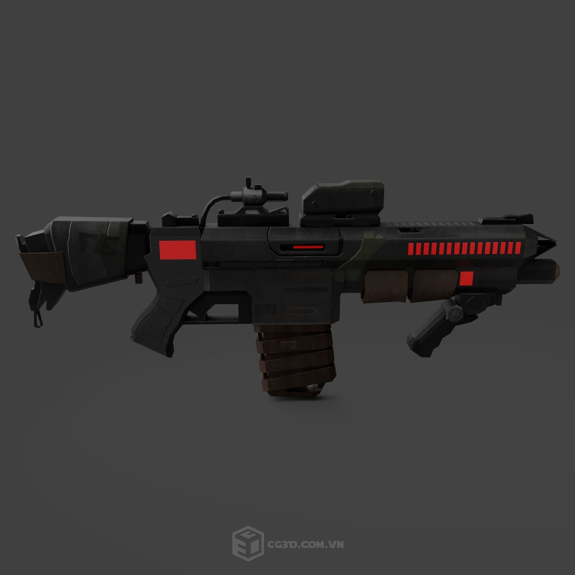 NeedleGun futuristic rifle Low-poly 3D model_2
