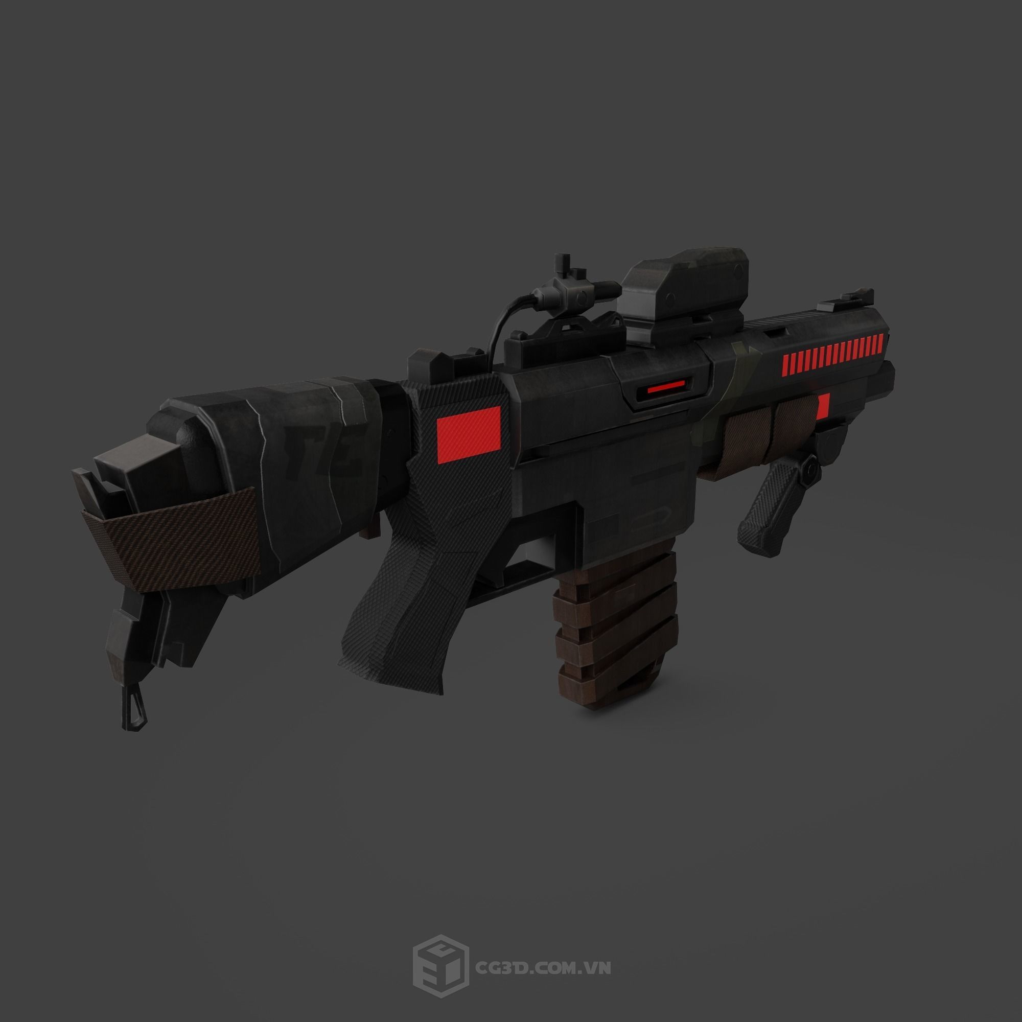NeedleGun futuristic rifle Low-poly 3D model_3