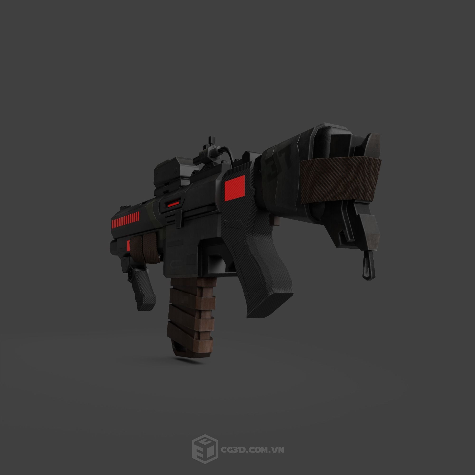 NeedleGun futuristic rifle Low-poly 3D model_4
