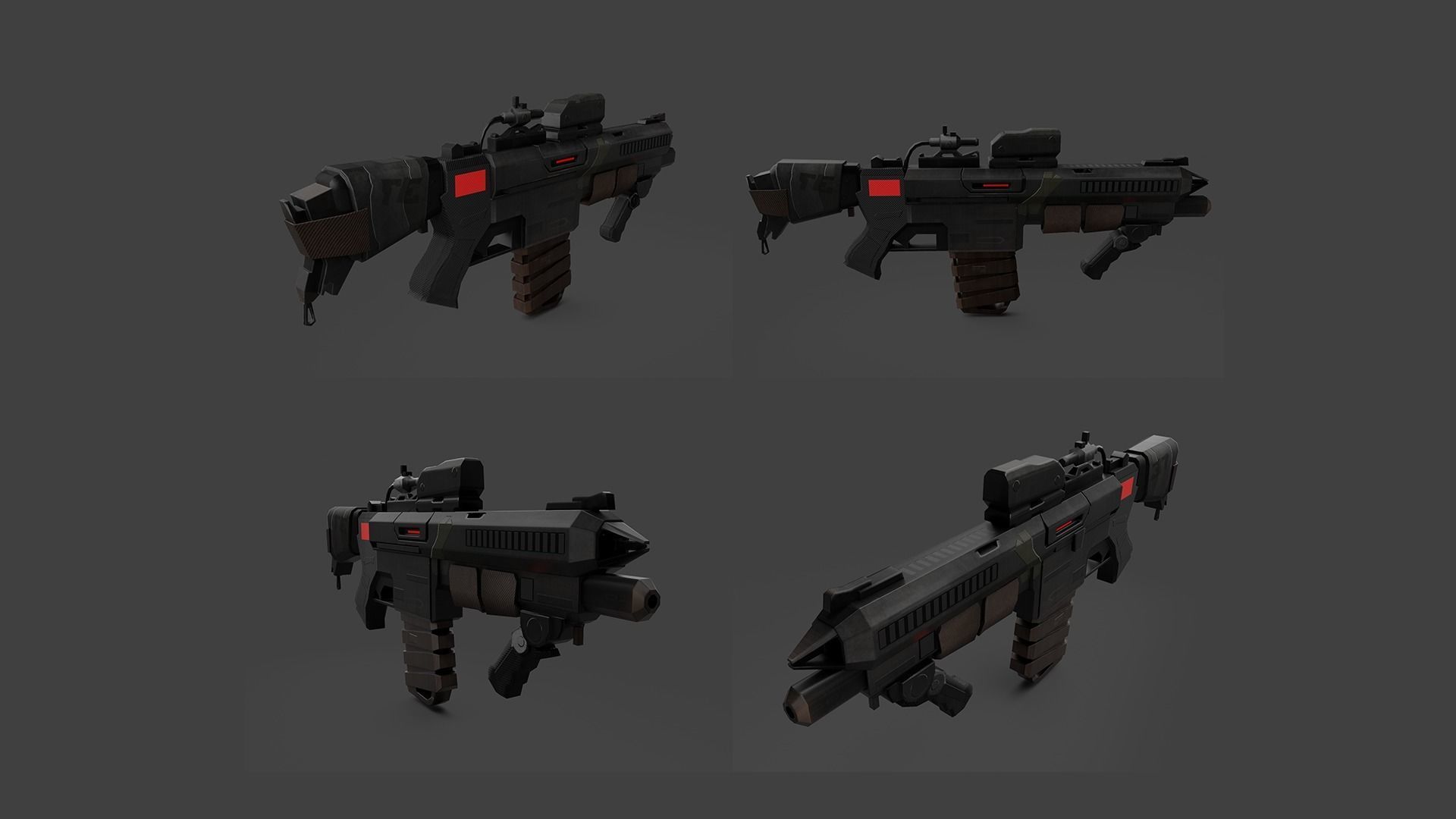 NeedleGun futuristic rifle Low-poly 3D model_6