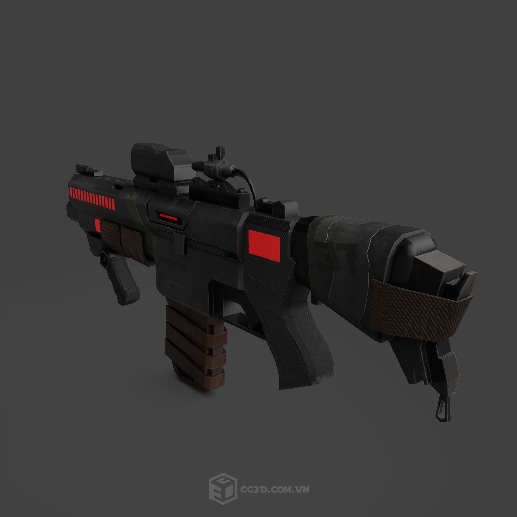 NeedleGun futuristic rifle Low-poly 3D model_5