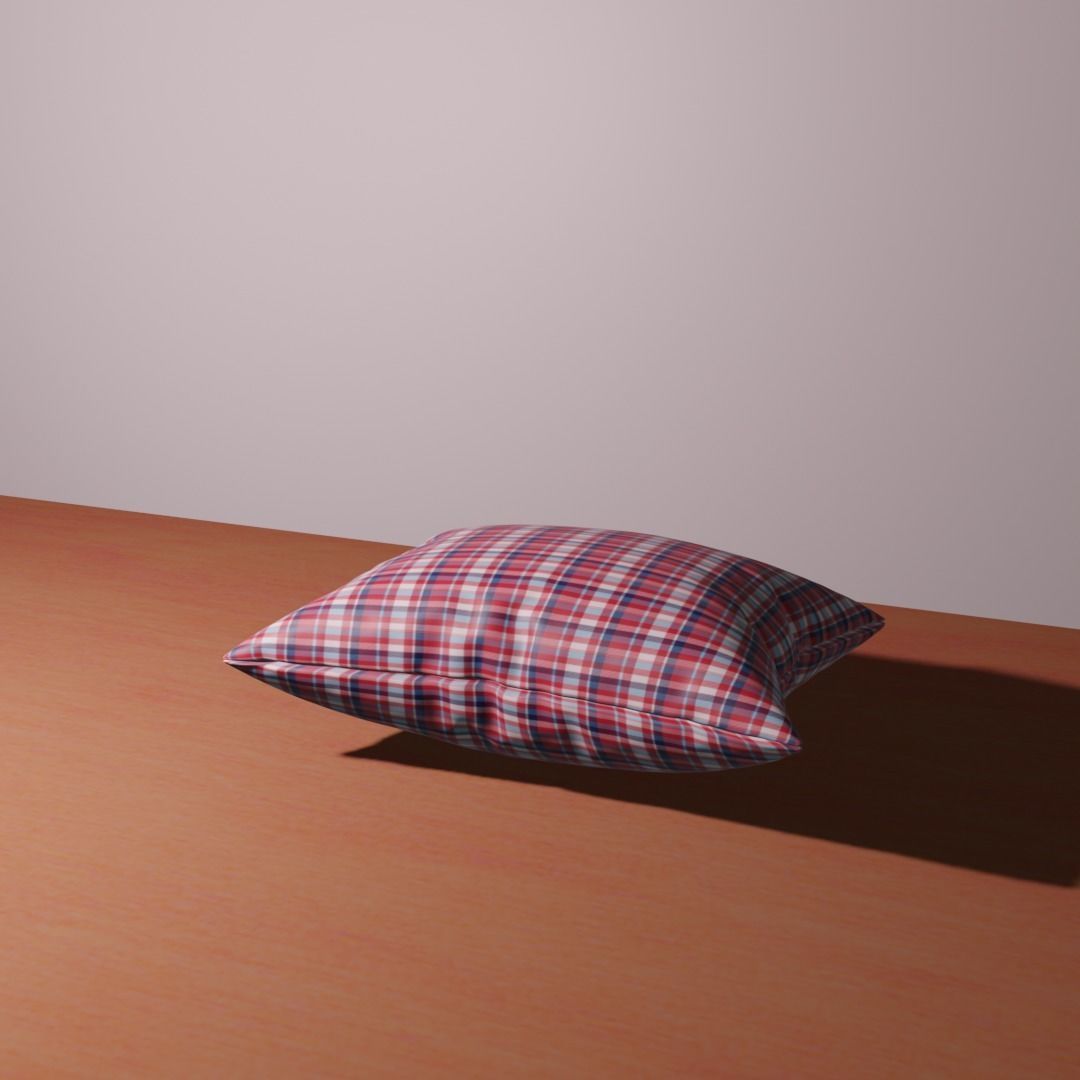 PILLOW 3D MODEL two plaid pillows on table 3D model_4