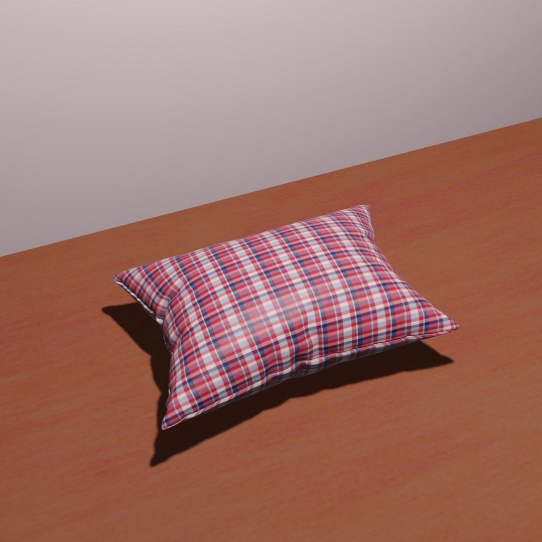 PILLOW 3D MODEL two plaid pillows on table 3D model_3
