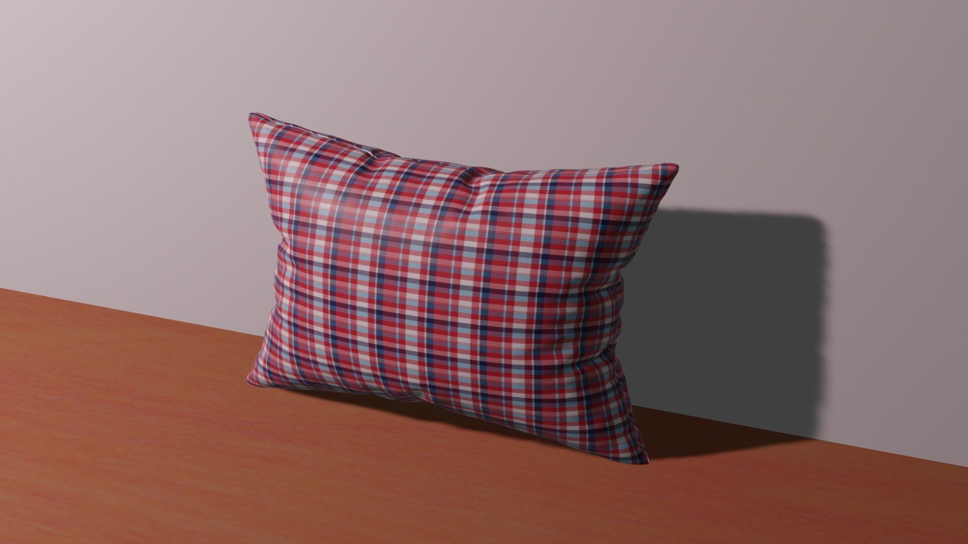 PILLOW 3D MODEL two plaid pillows on table 3D model_1