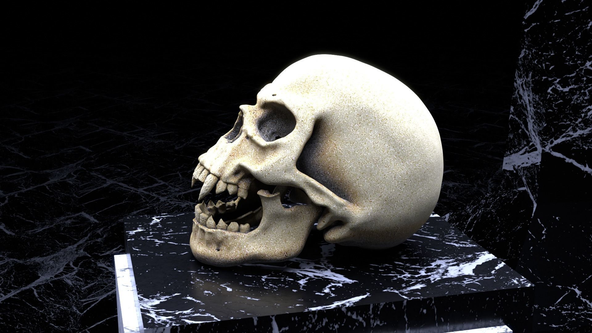 Vampire Skull Low-poly 3D model_9