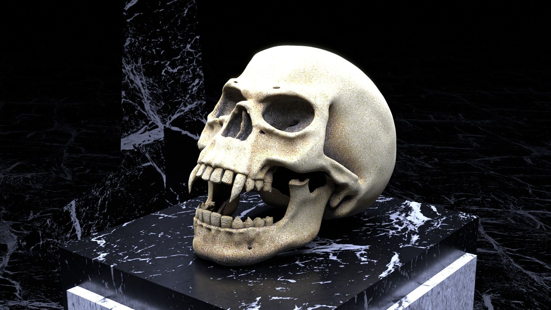 Vampire Skull Low-poly 3D model_6