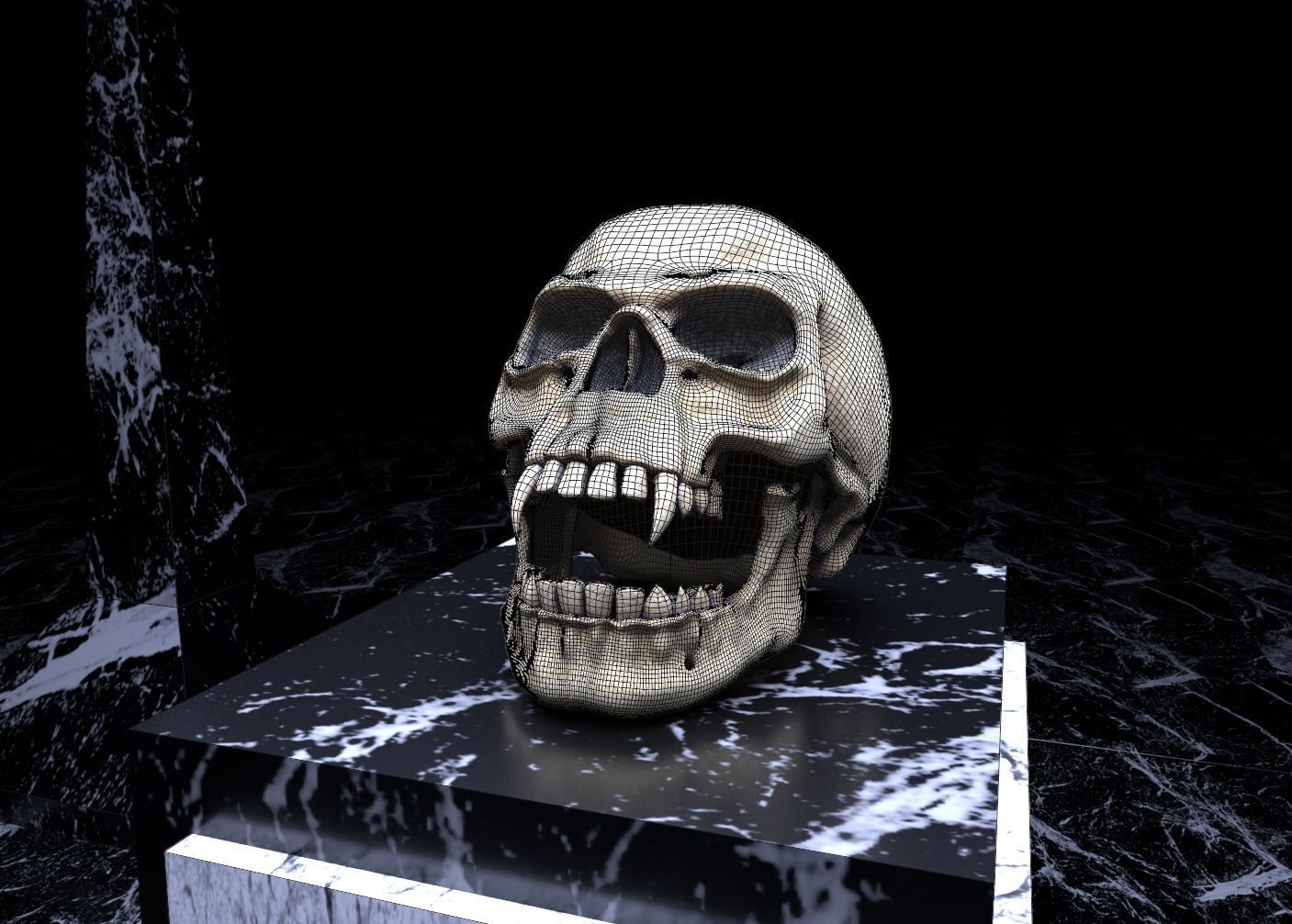 Vampire Skull Low-poly 3D model_2