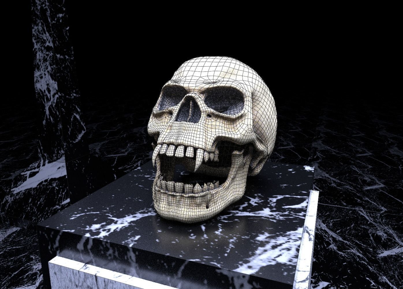 Vampire Skull Low-poly 3D model_3
