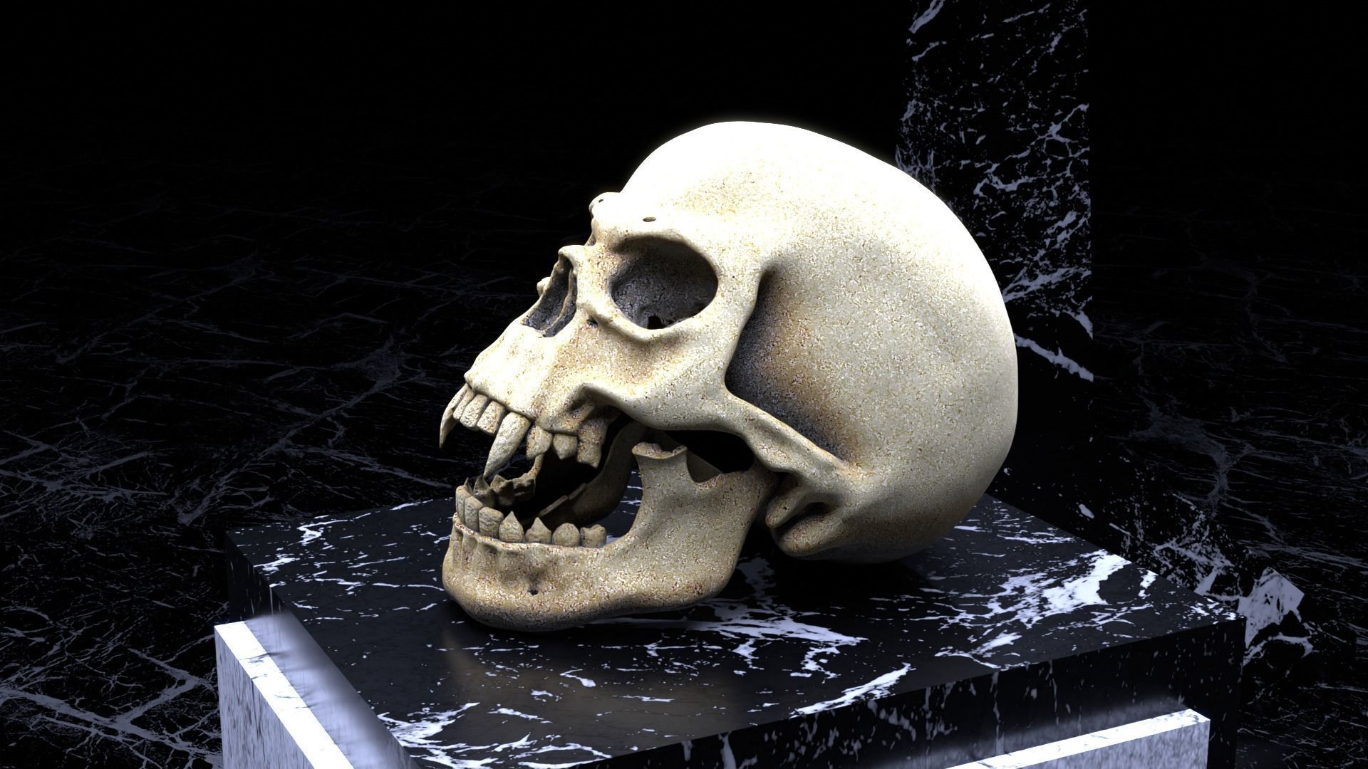Vampire Skull Low-poly 3D model_8